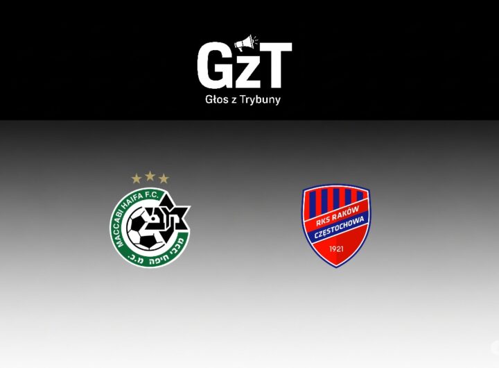 Baner na meczu Maccabi - Raków